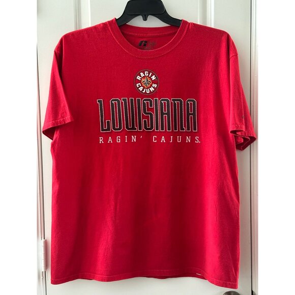 Louisiana Ragin Cajuns Red Graphic T-Shirt X-Large 100% Cotton - Picture 1 of 4